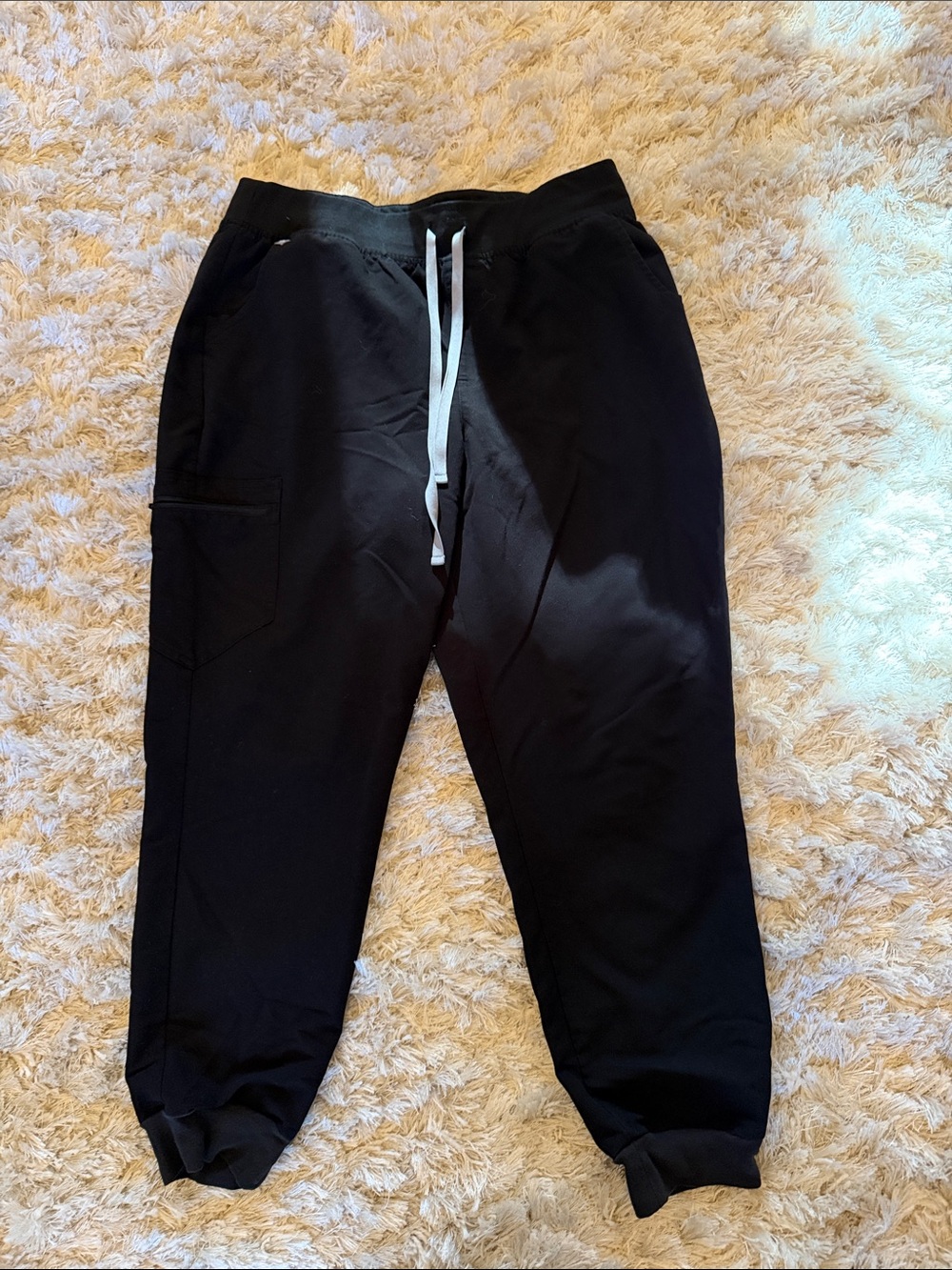Figs Women's Black Jogger Pants with White Drawstring
